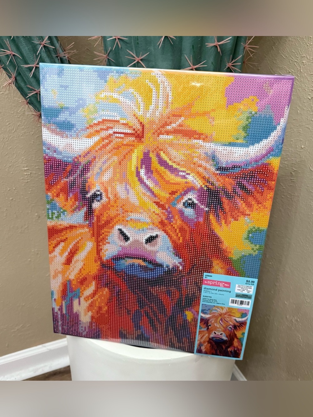 Spring Diamond Painting Highland Cow Wall Art - Multicolor